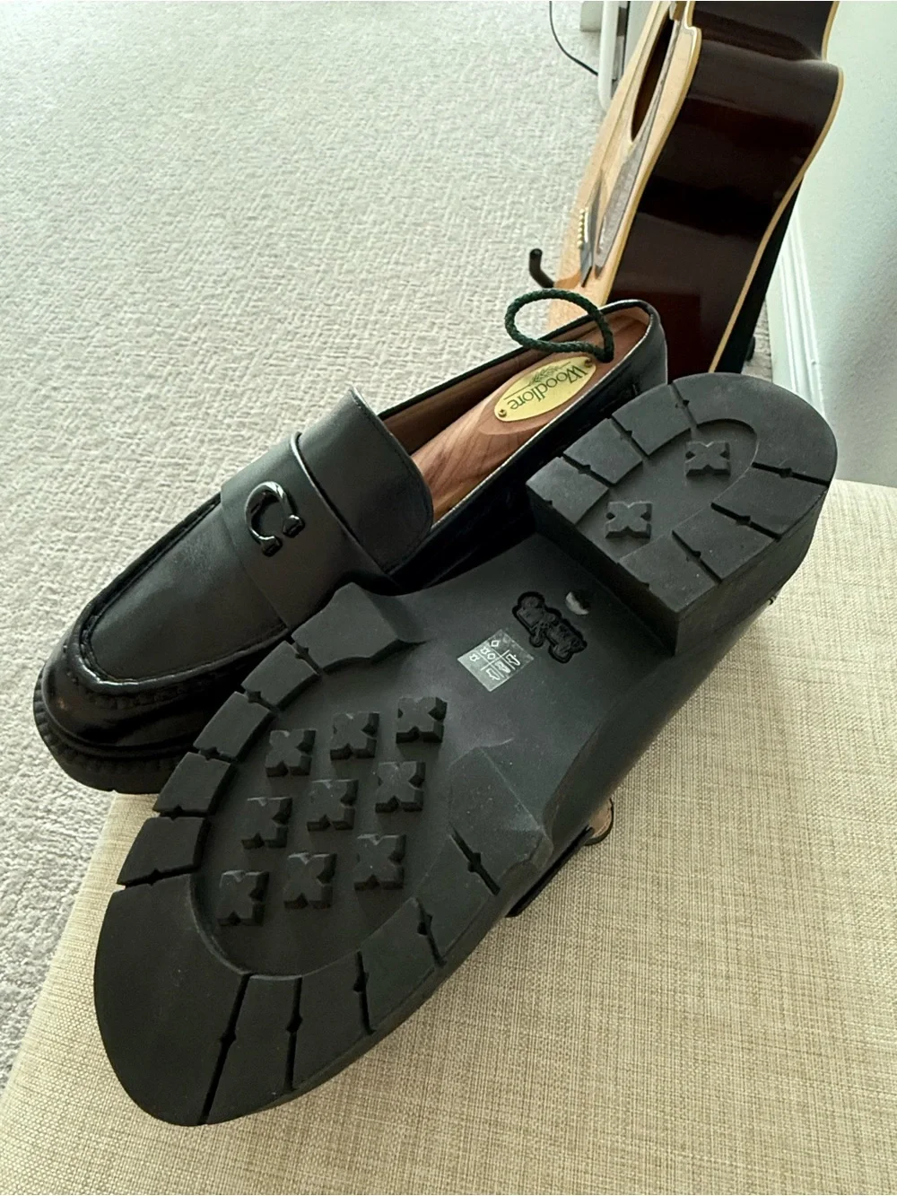 Coach Black Leather Women's Penny Loafers with Signature Hardware - Picture 4 of 4